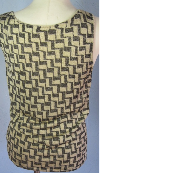 Anne Klein New Black Gold Glittery Top Size L - Picture 3 of 8